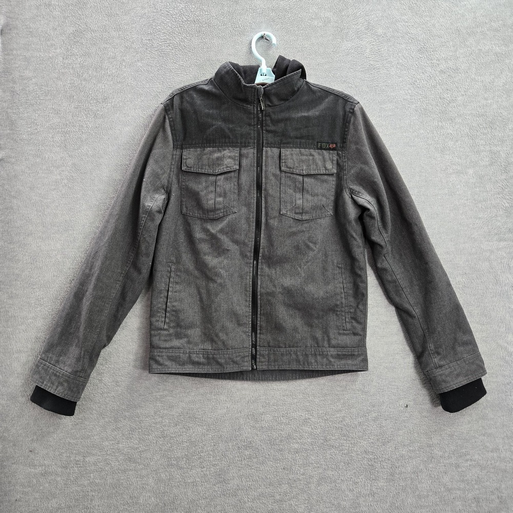 Fox Women Jacket S Gray Heritage Forged Utility Straight Away Canvas Logo‎